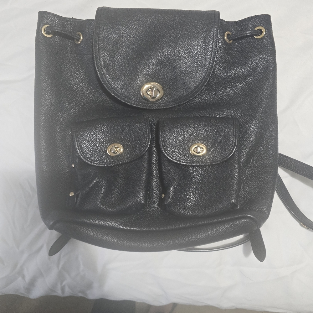 Black Leather Backpack Coach